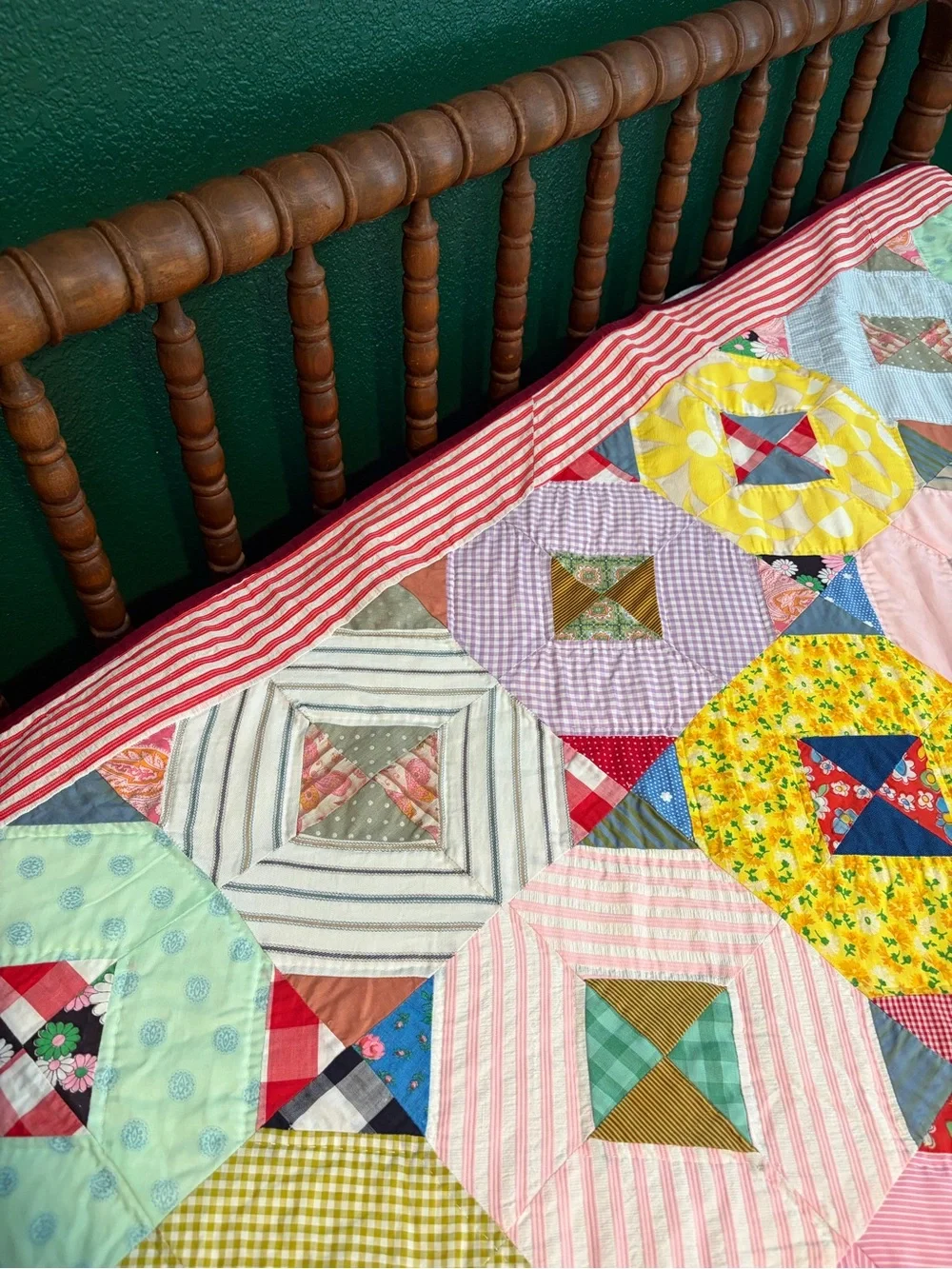 Multicolor Patchwork Quilt Throw - Pink, Yellow & Blue Accent